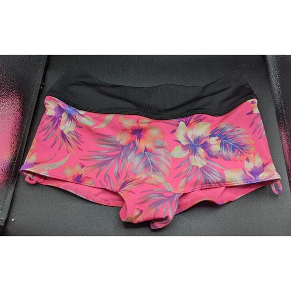 PINK SPORT Hot Pink Hawaiian Floral Gym to Swim Shortie Shorts Size S P CH - Picture 3 of 6
